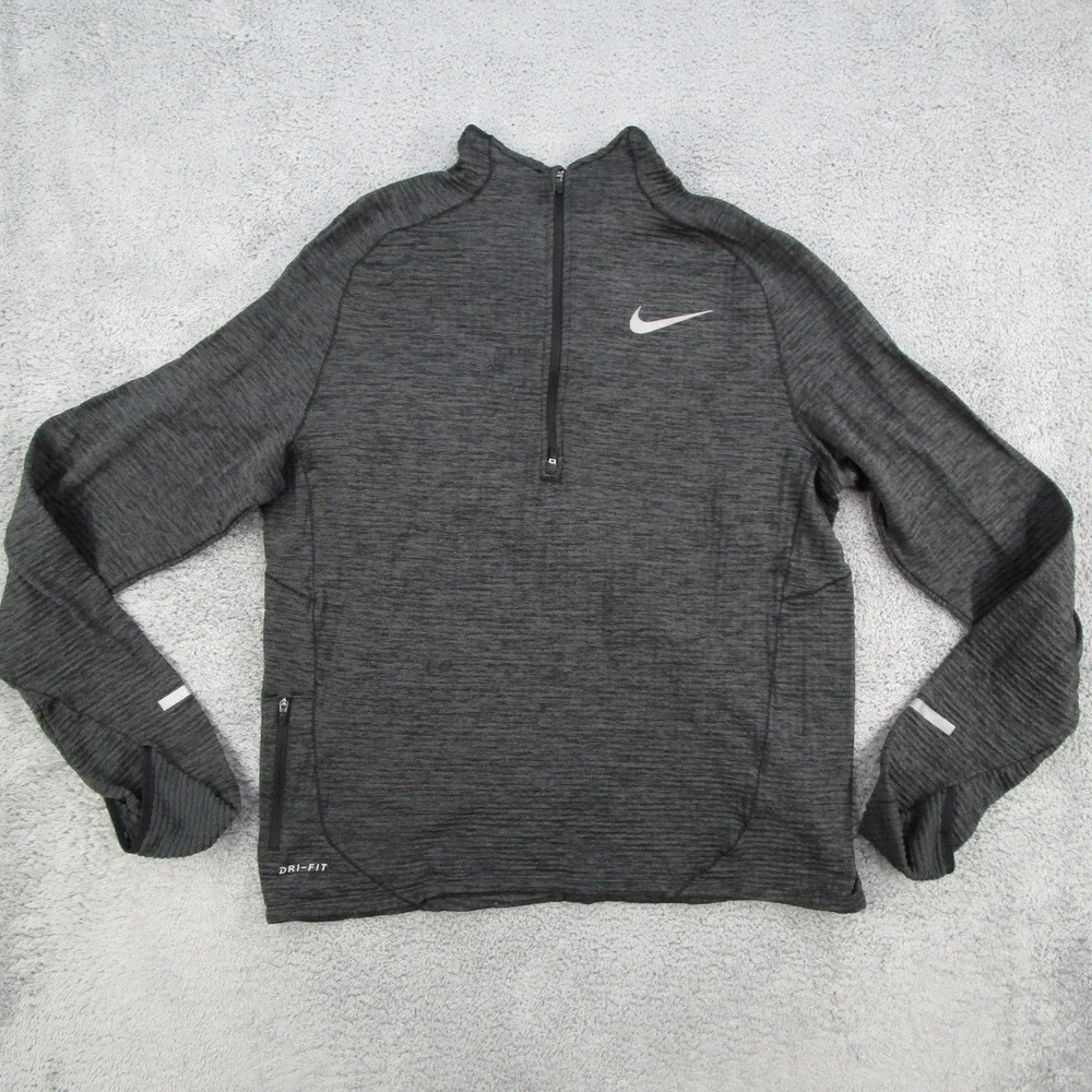Nike Mens Dri-FIT Running 1/4 Zip Pullover Grey Heather 683906-011 Large
